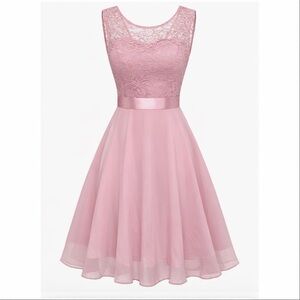BeryLove Women’s Size XS Pink Lace Chiffon Dress Bridesmaid Wedding Guest